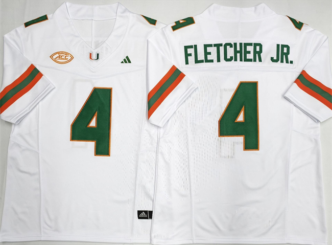 Men's Miami Hurricanes #4 Mark Fletcher Jr.  White F.U.S.E. 2026 Stitched Football Jersey